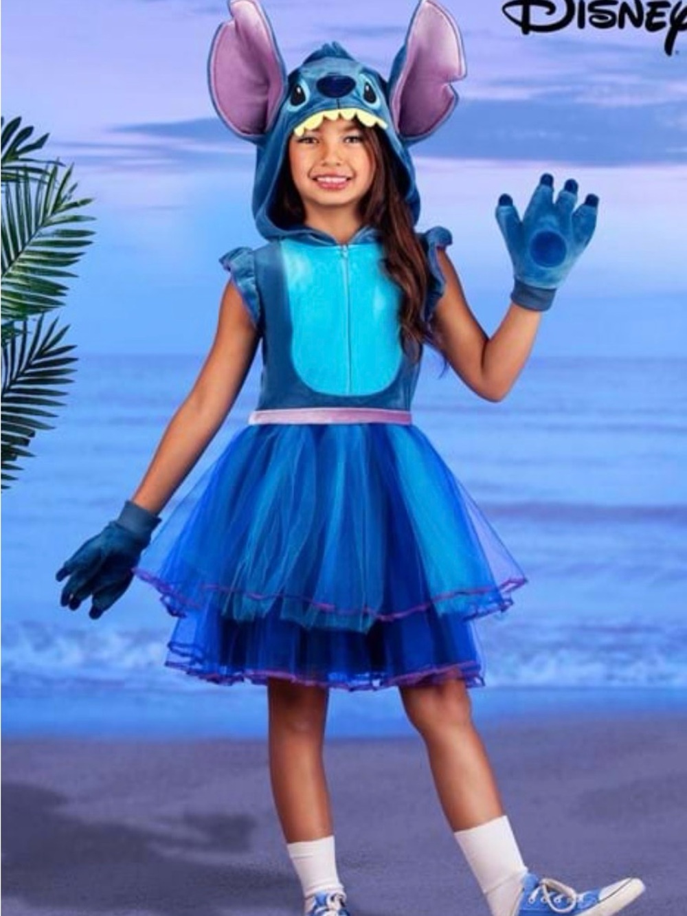 Disney Blue Stitch Tulle Dress Costume with Hood and Gloves